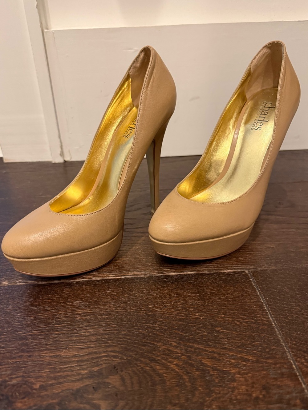 Charles David Beige Platform Stiletto Pumps